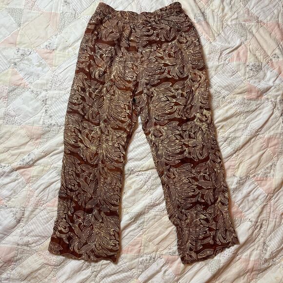 endeavor vintage y2k 100% rayon rust and cream wide leg pants size medium - Picture 6 of 6